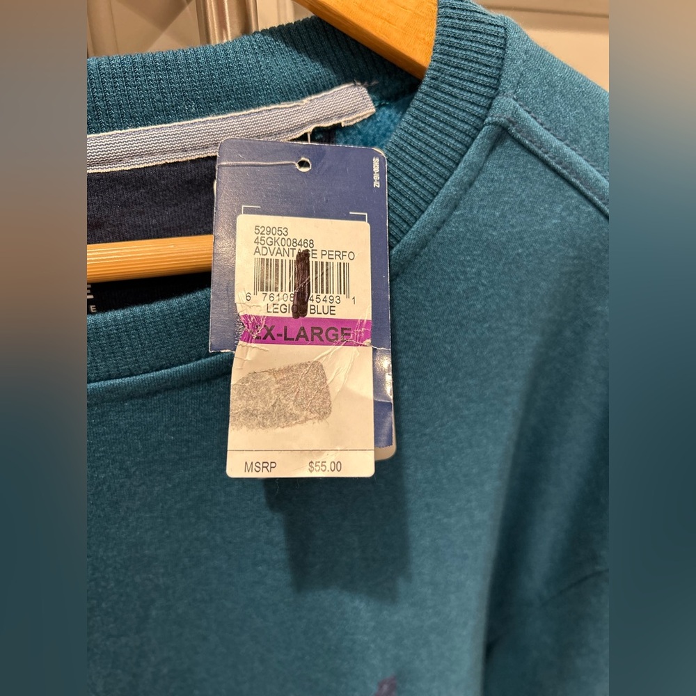 Izod performance advantage Teal blue Crew Neck sweatshirt XXL - NWT - Picture 3 of 5